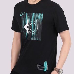 NIKE DRI-FIT KD Logo Kevin Durant Printed TEE Men Black and Olive
